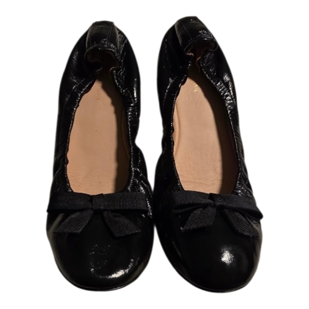 Stuart Weitzman Glossy Black Flats with Bow